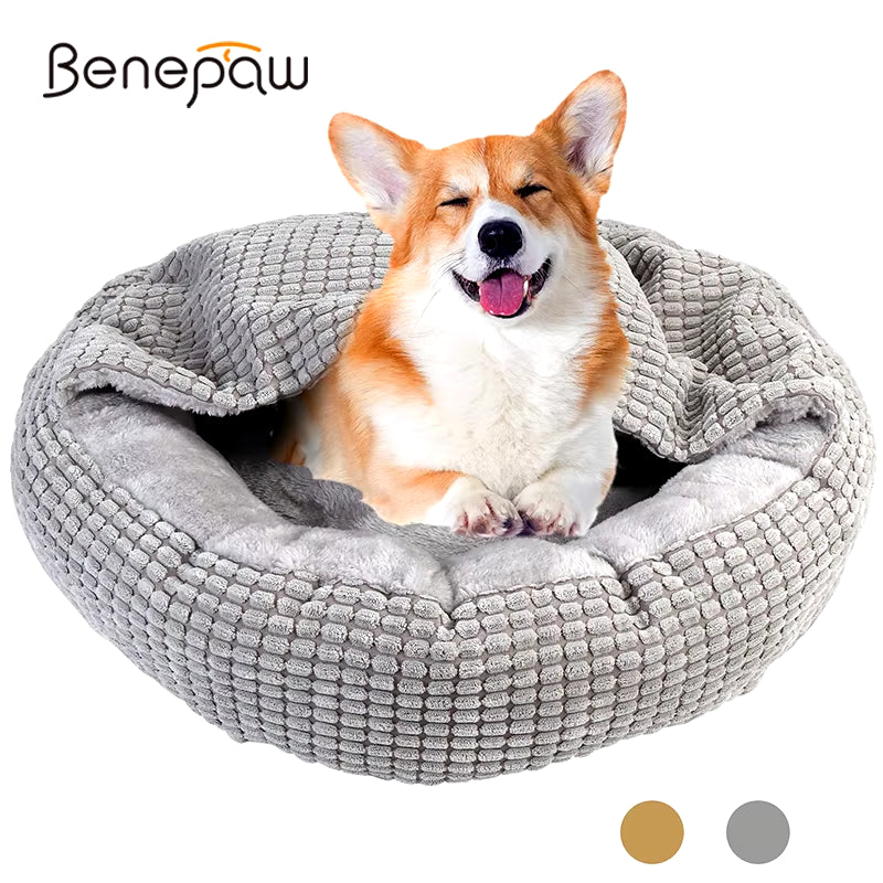 Cama Antiestrés con Capucha Cama Donut - Suave y Lavable para Perros y Gatos