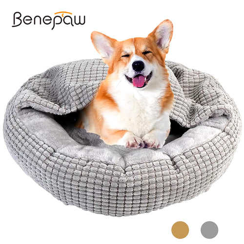 Cama Antiestrés con Capucha Cama Donut - Suave y Lavable para Perros y Gatos