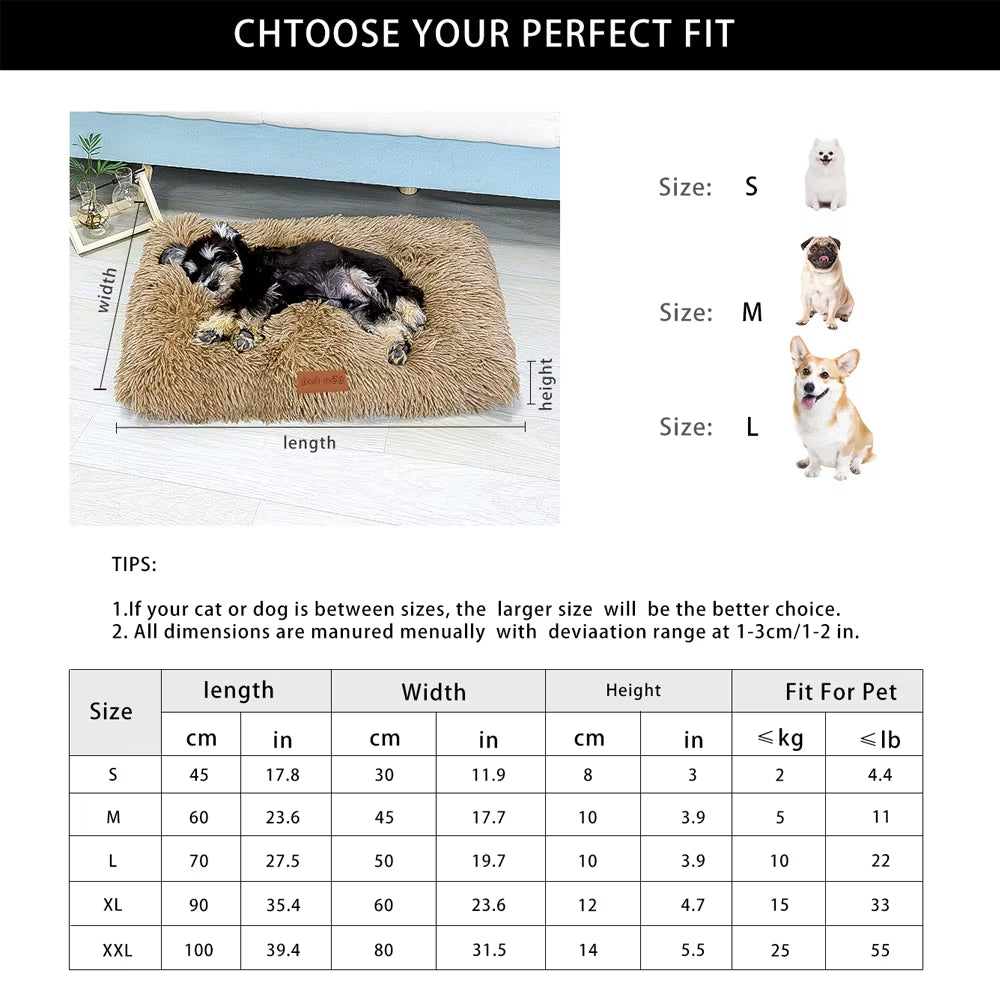 Cama Colchoneta Plush Lavable Antideslizante Para Mascotas