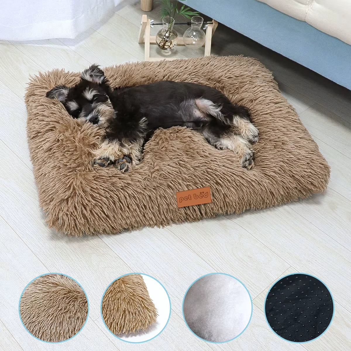 Cama Colchoneta Plush Lavable Antideslizante Para Mascotas