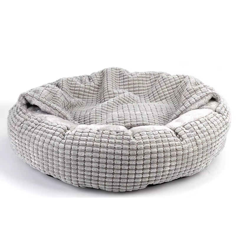 Cama Antiestrés con Capucha Cama Donut - Suave y Lavable para Perros y Gatos
