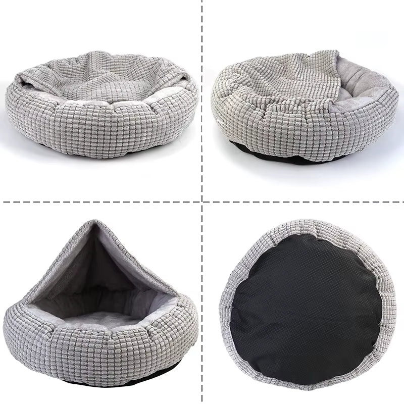 Cama Antiestrés con Capucha Cama Donut - Suave y Lavable para Perros y Gatos